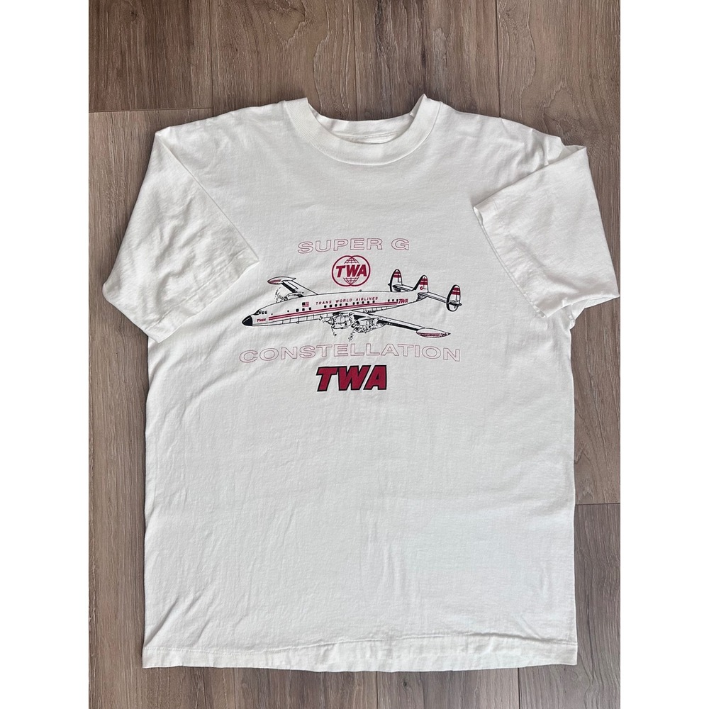 TWA Super G Constellation Shirt XL VTG 90's Plane Fruit‎ of the Loom Made in USA